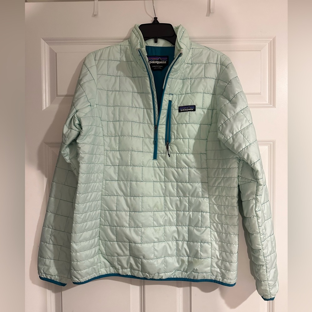 Patagonia Nano Puff 1/4 Zip Jacket Large Mint Green Pullover Jacket L